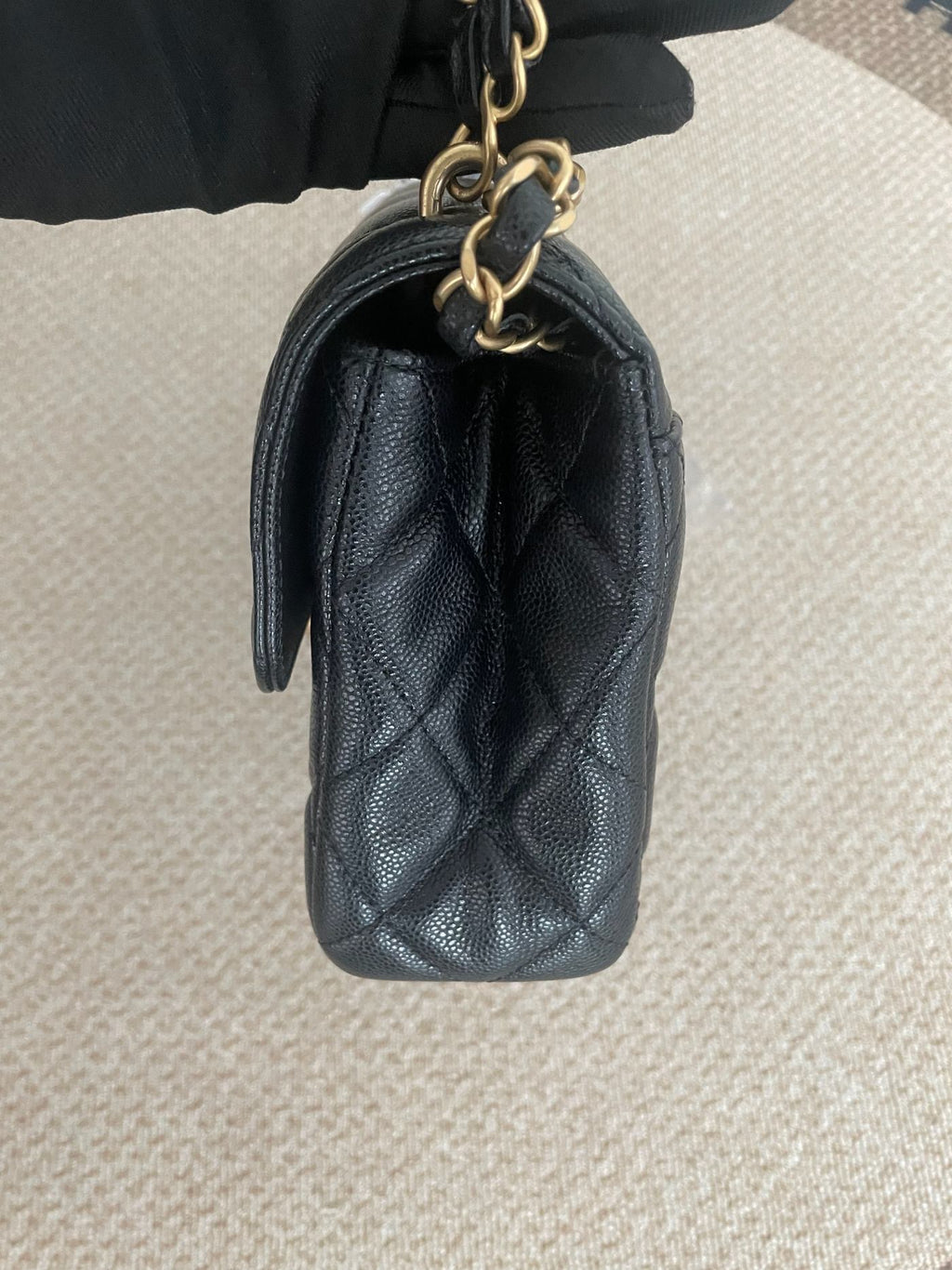 【Chanel】Chanel 25P Mini Square Flap Bag, Black Lambskin, Gold-Tone Hardware, Double Chain-7215377