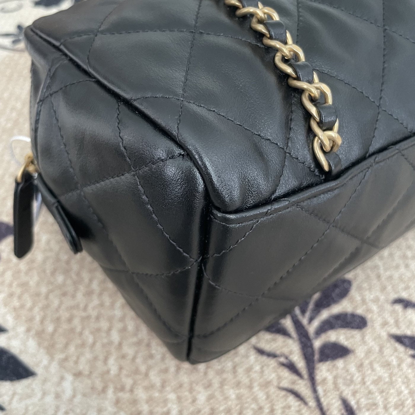 【Chanel】Chanel Bowling Bag, Calfskin & Gold-Tone Metal, Black