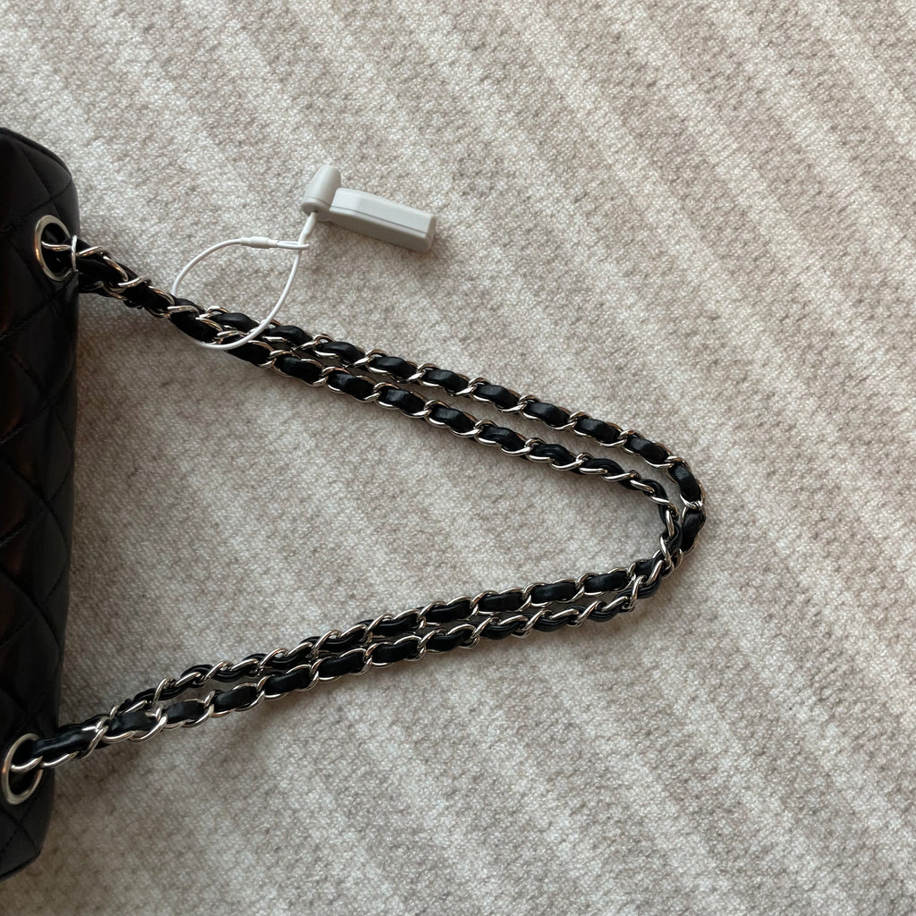 【Chanel】Chanel Double Sided Classic Flap Black Lambskin with Silver-Tone Hardware