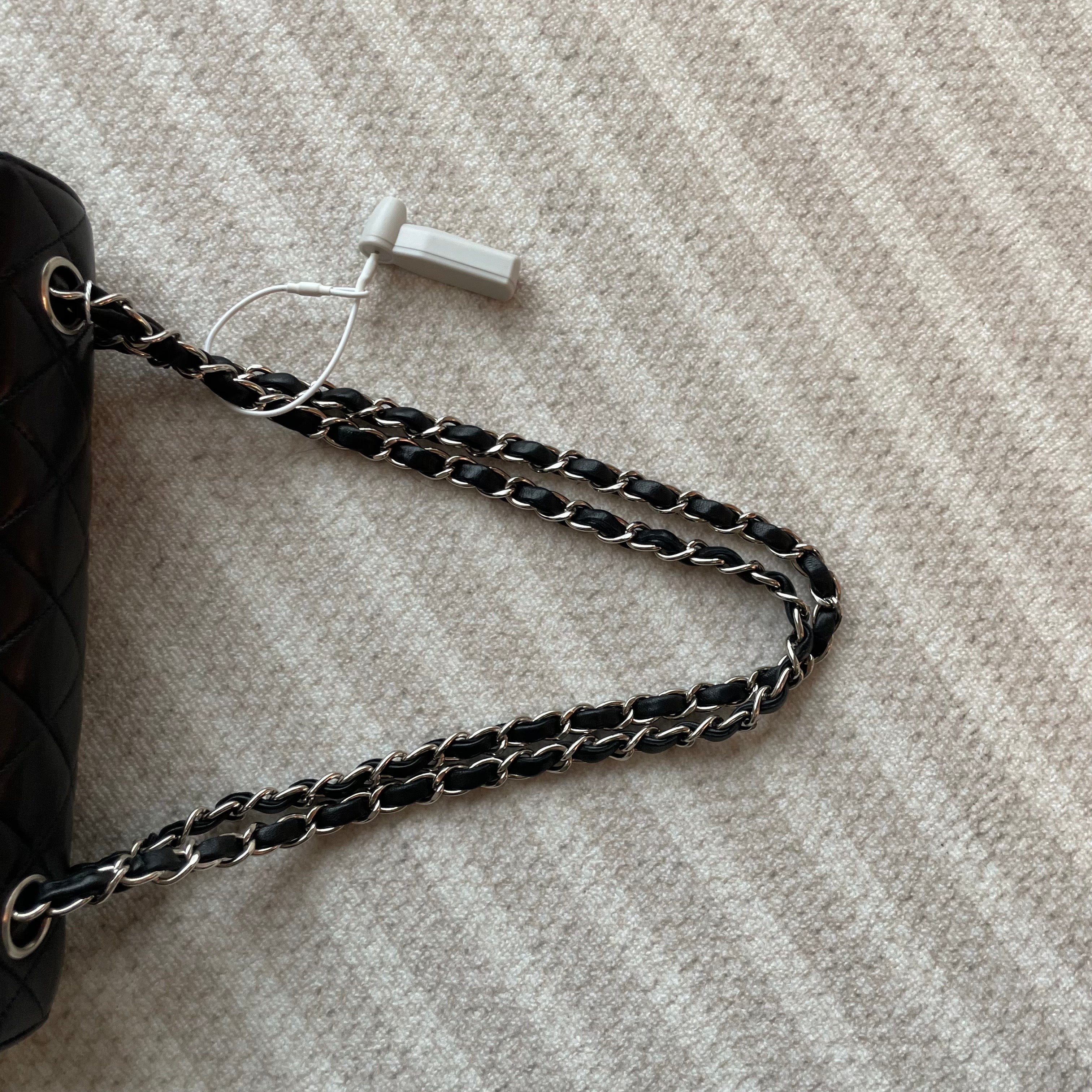 【Chanel】Chanel Double Sided Classic Flap Black Lambskin with Silver-Tone Hardware