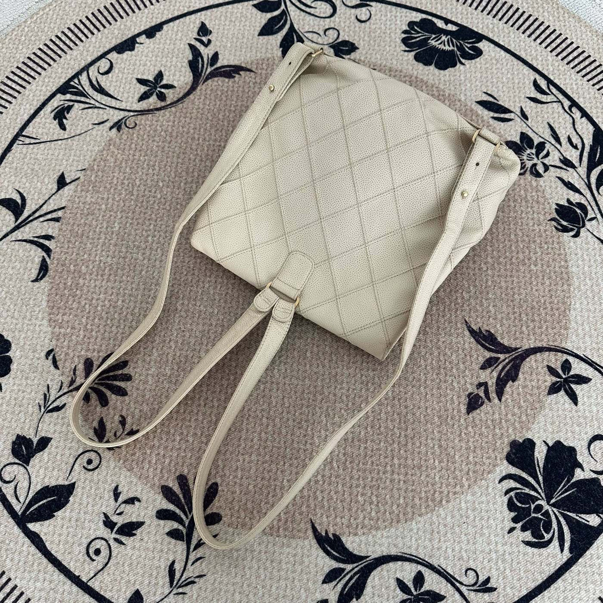 【Chanel】Chanel Cream Quilted Flap Backpack