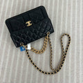 【Chanel】Chanel 23S Messenger Tofu Bag Black Caviar with Gold-Tone Hardware