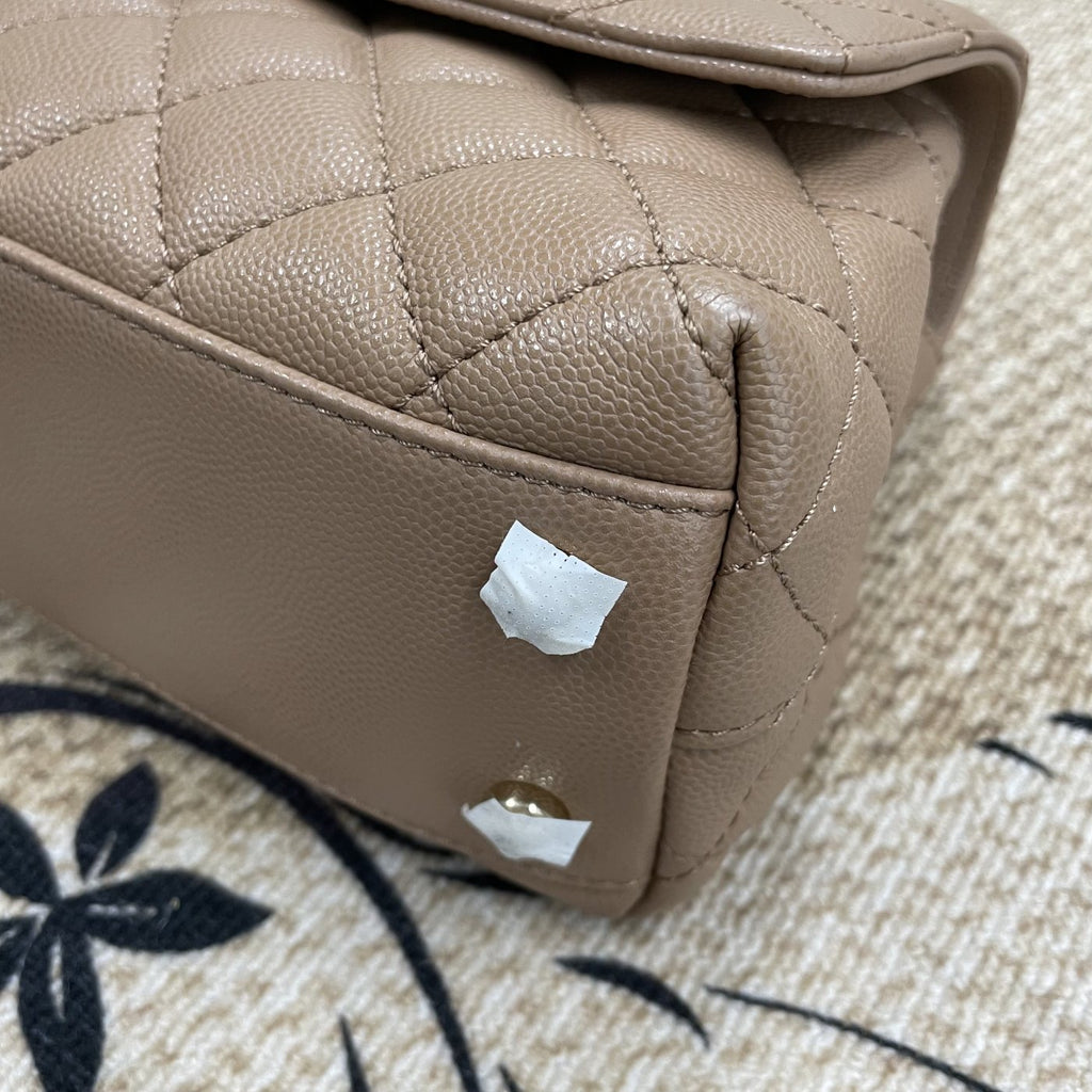 【Chanel】Chanel Coco Handle Beige (Milk Tea) Caviar Leather Handbag-7215913