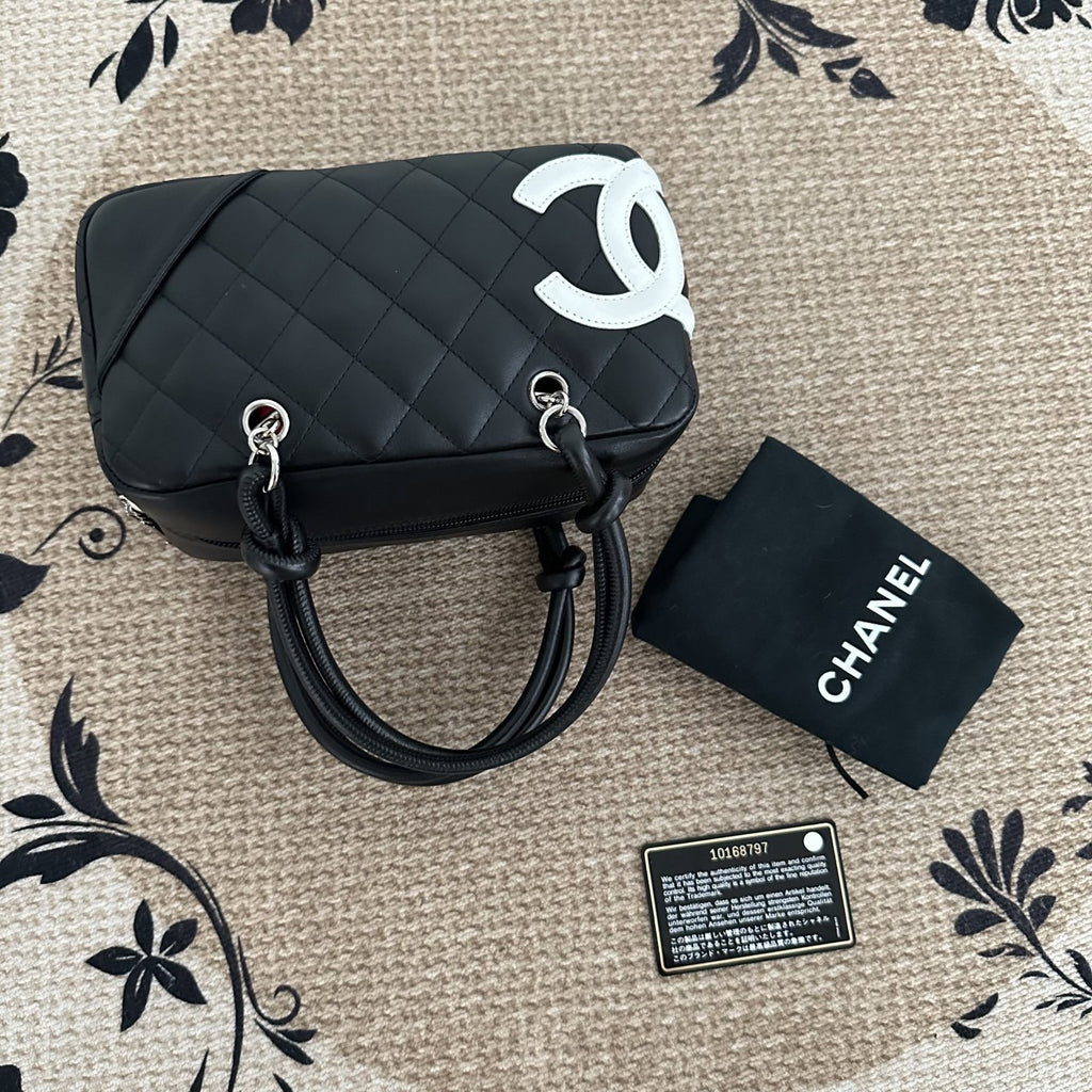 【Chanel】Chanel Cambon Ligne Black & White Pillow Bag Calfskin with Silver-Tone Hardware