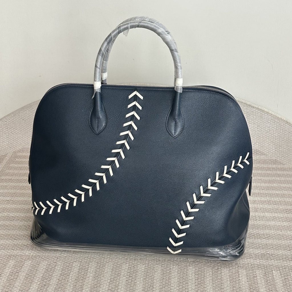 【Hermes】Hermès White and Blue Bowling Handbag
