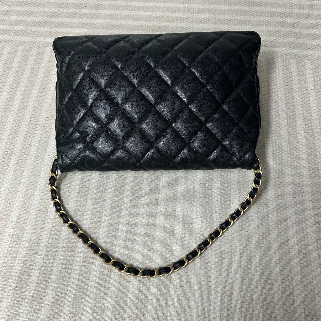 【Chanel】Chanel 24P Black Caviar Hippie Hobo Bag, Gold-Tone Hardware-7213561