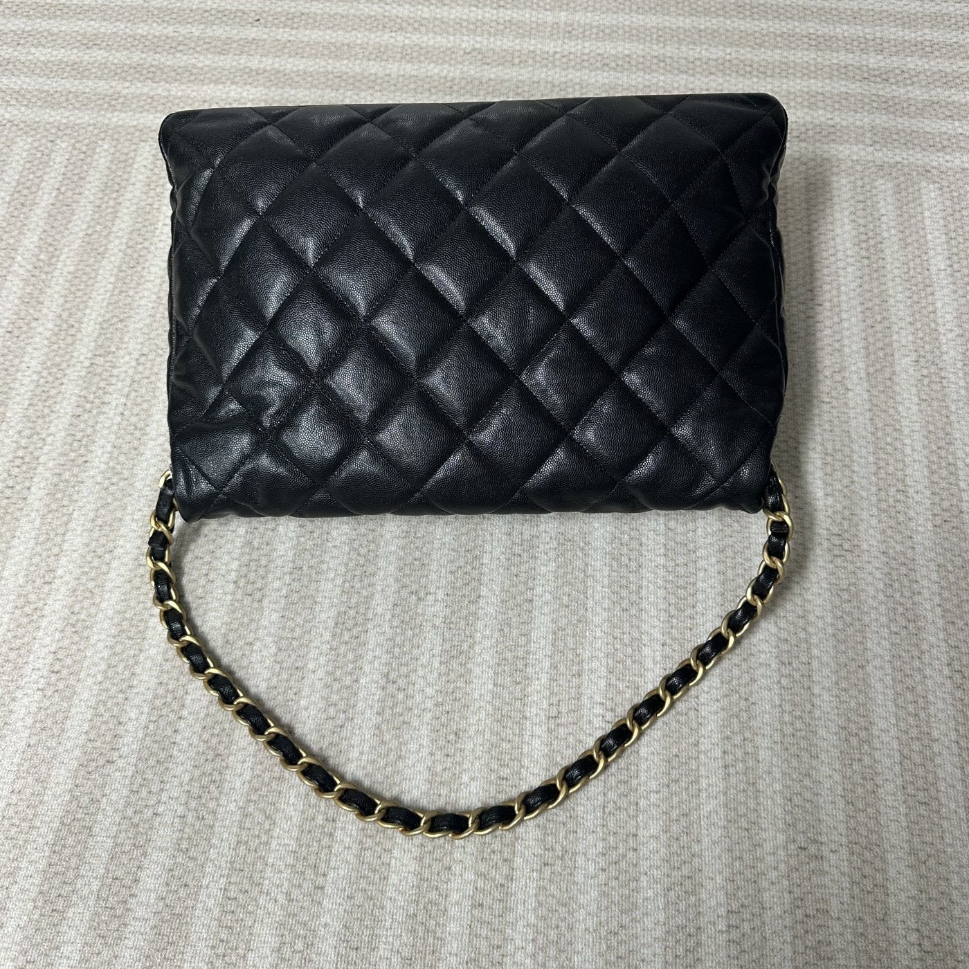 【Chanel】Chanel 24P Black Caviar Hippie Hobo Bag, Gold-Tone Hardware-7213561