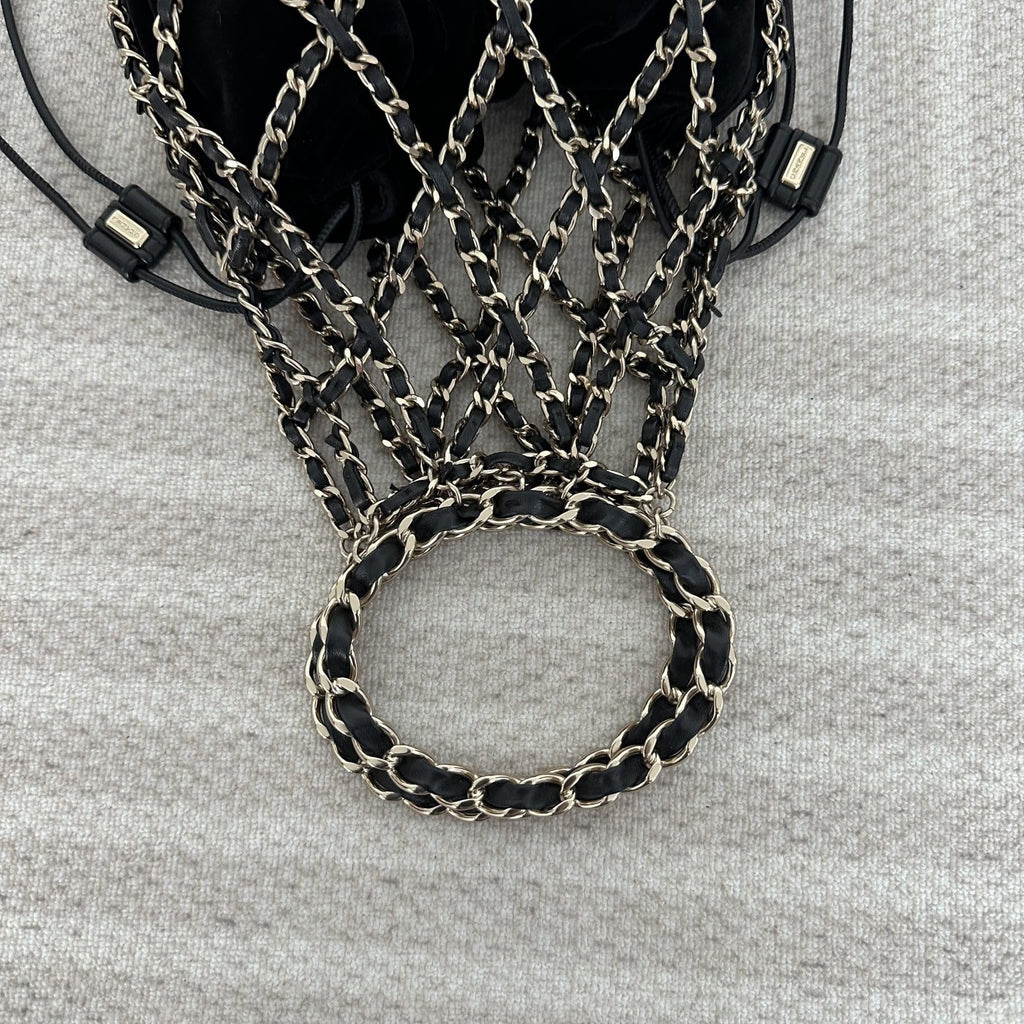 【Chanel】Chanel La Madrague, Black Velvet Mesh Tote Bag