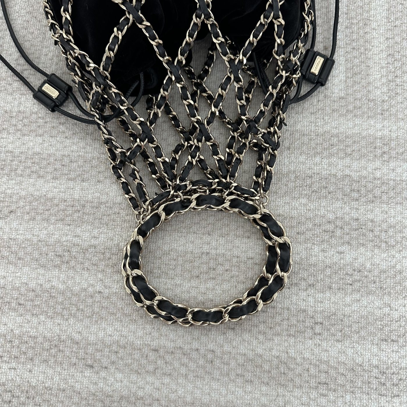 【Chanel】Chanel La Madrague, Black Velvet Mesh Tote Bag