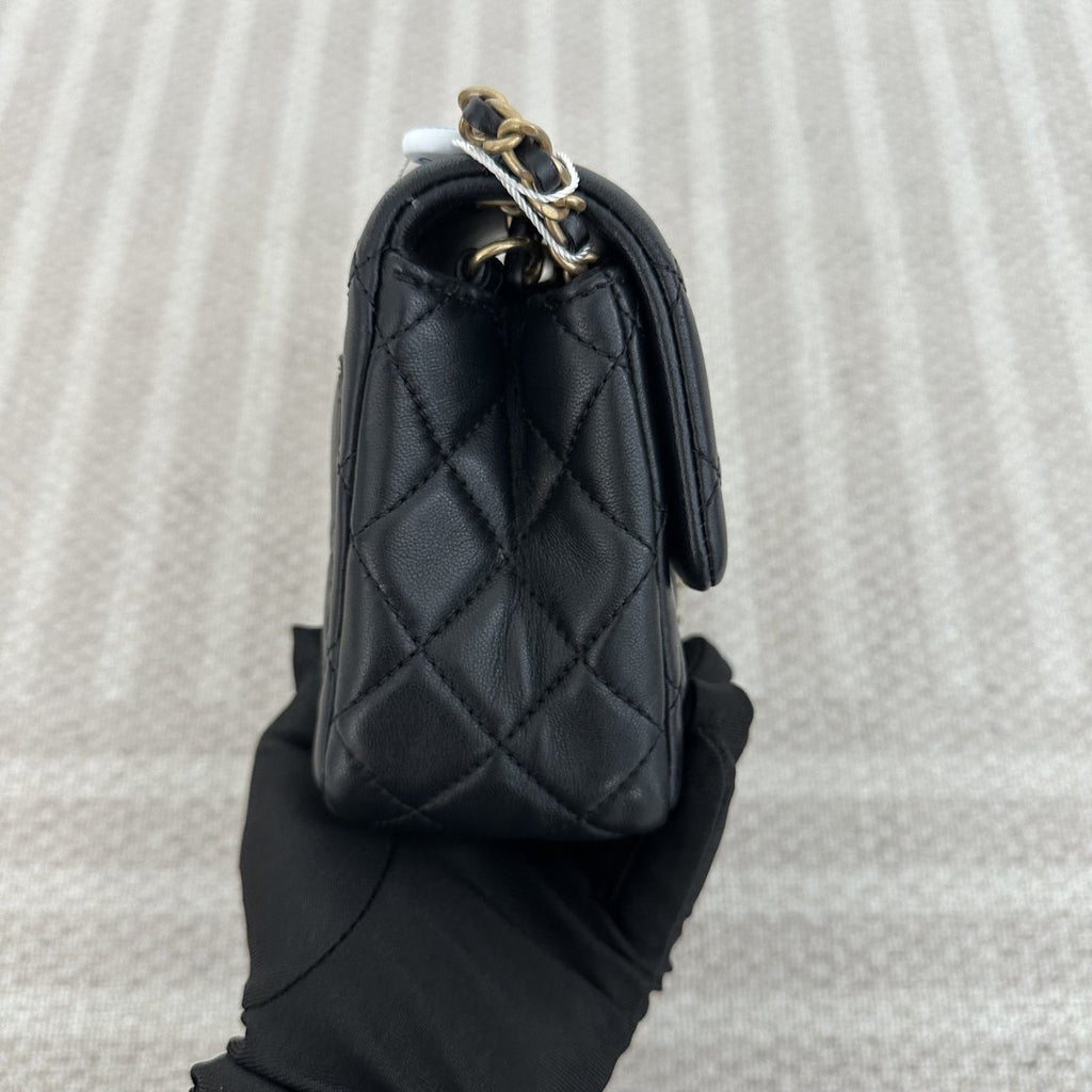 【Chanel】Chanel Mini Square Classic Flap, Black with Gold Hardware