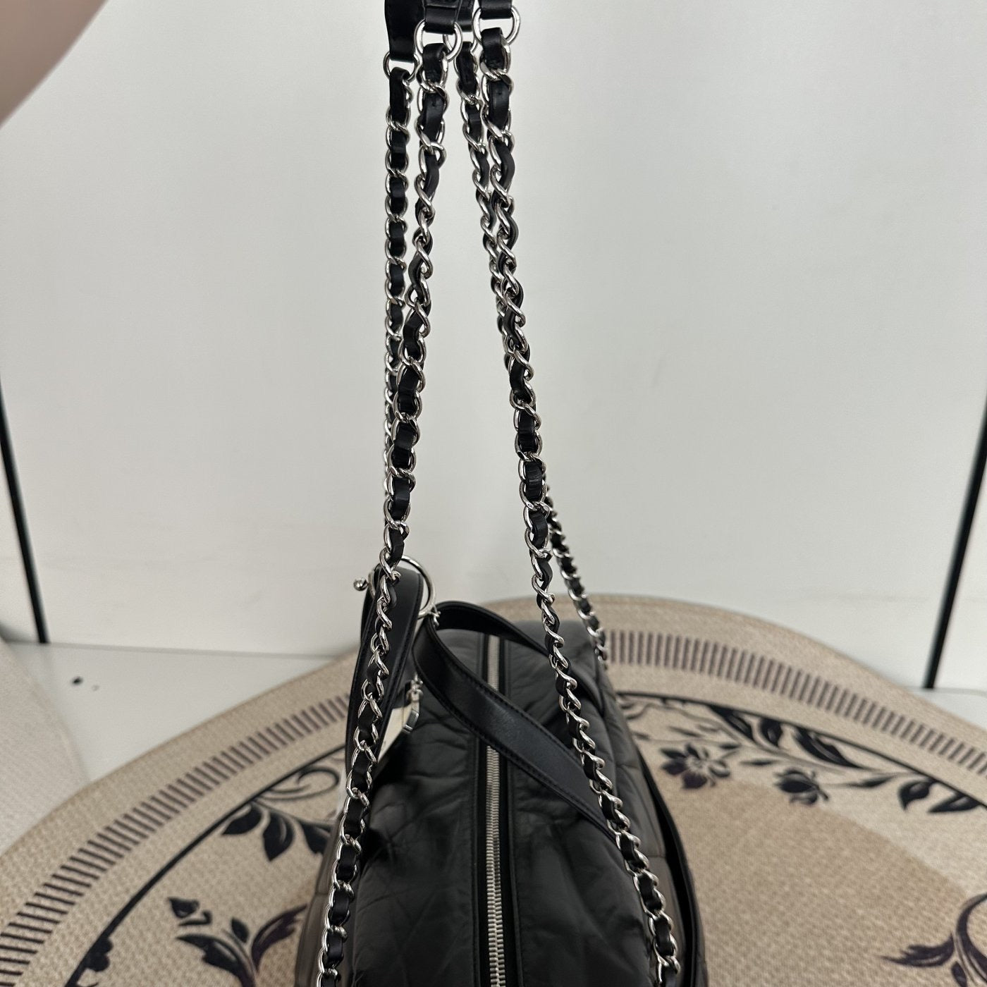 【Chanel】Chanel Black Caviar Boston 2-Way Bag with Luggage Tag, Gold-Tone Hardware-7209668