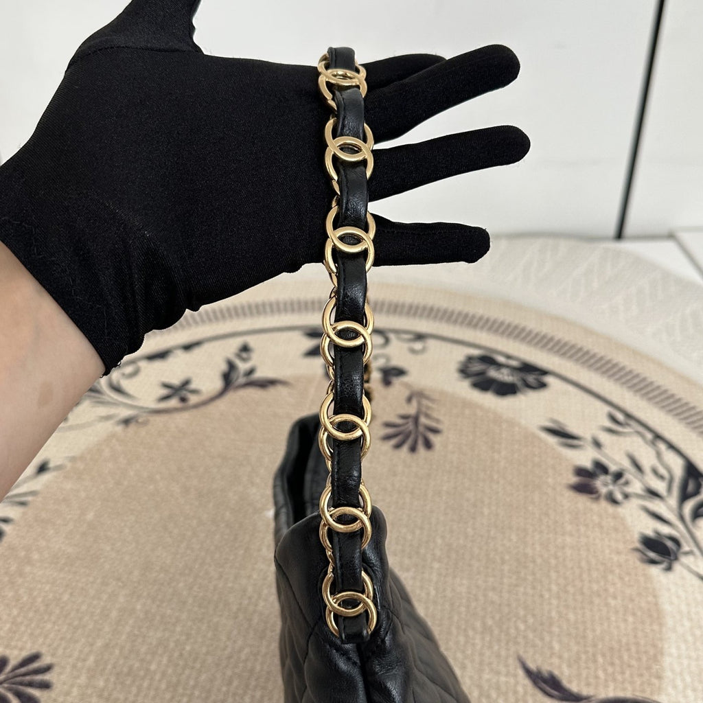 【Chanel】Chanel Hobo Underarm Bag, Black with Gold‑tone Hardware