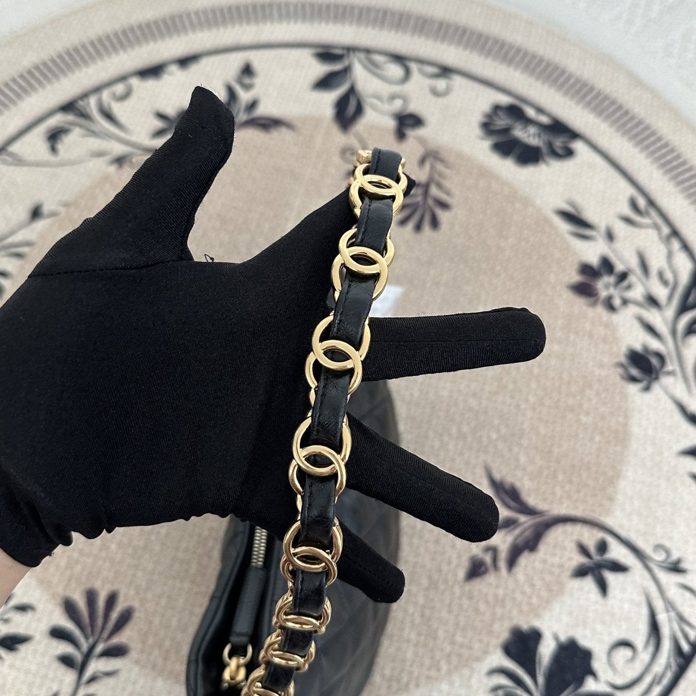 【Chanel】Chanel Hobo Underarm Bag, Black with Gold‑tone Hardware