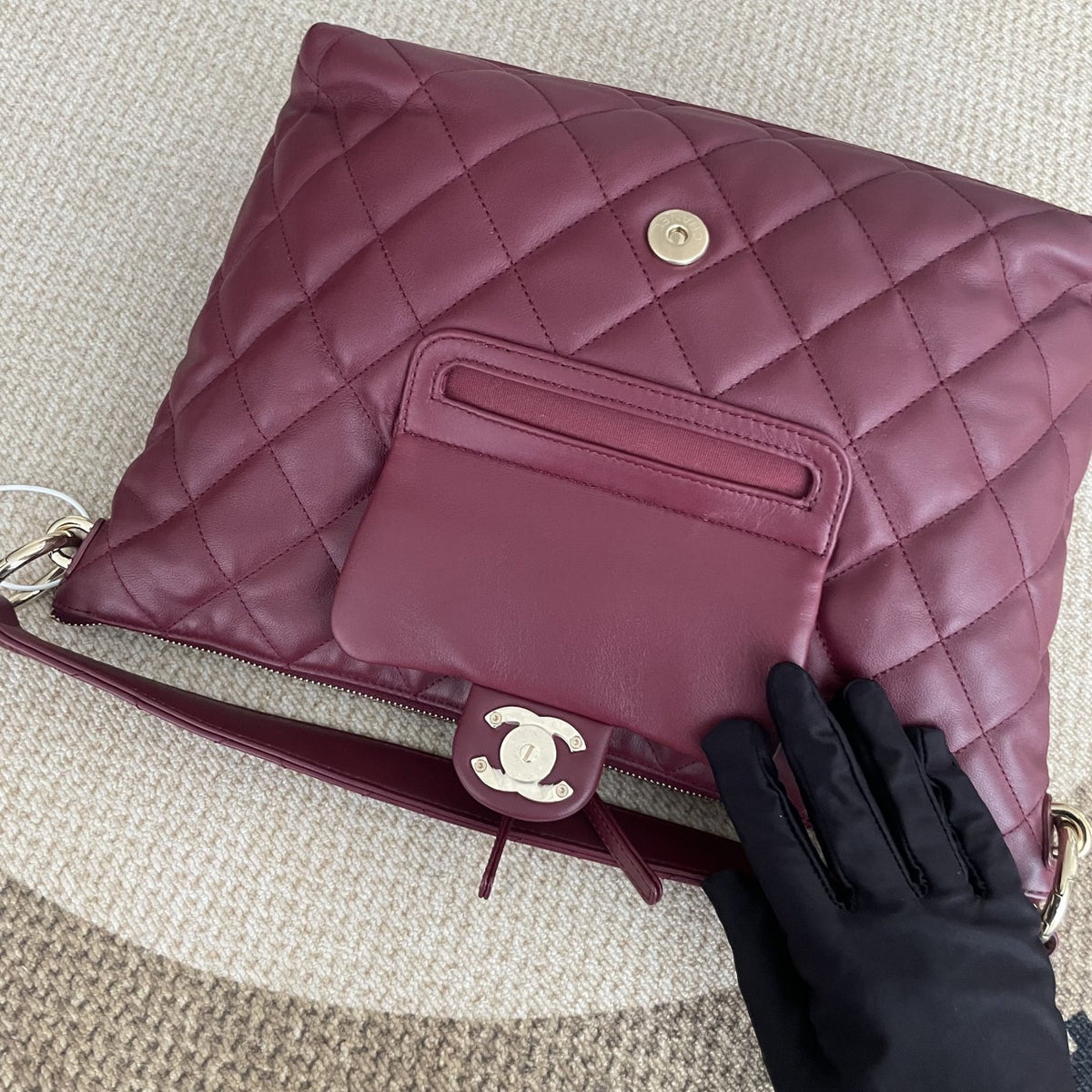 【Chanel】Chanel Hobo Underarm Bag, Red with Gold‑tone Hardware