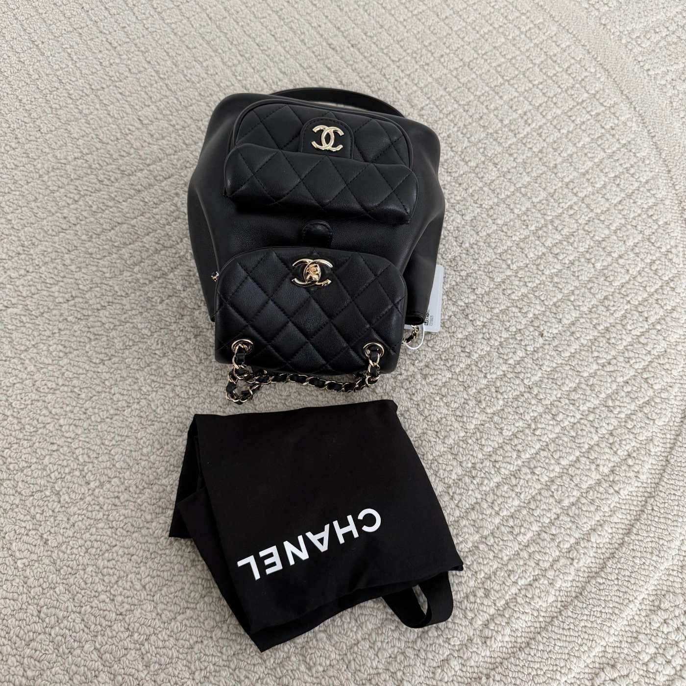 【Chanel】Chanel Black Caviar Duma Backpack, Gold-Tone Hardware-7215925