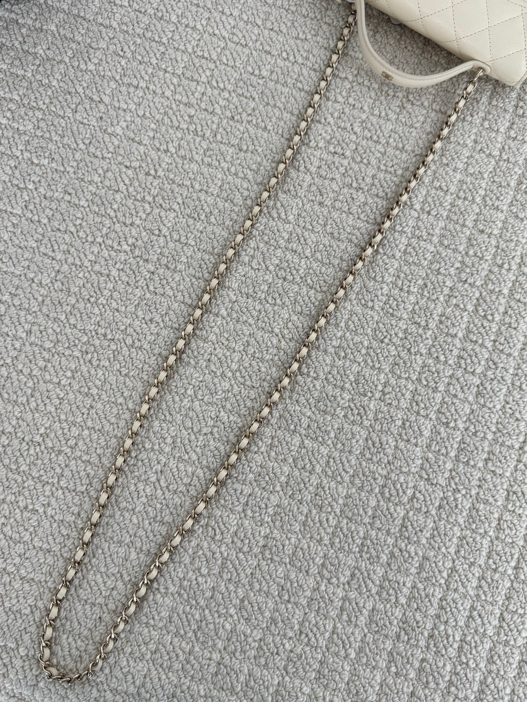 【Chanel】Chanel White Gold Caviar Leather Accordion Top Handle Bag