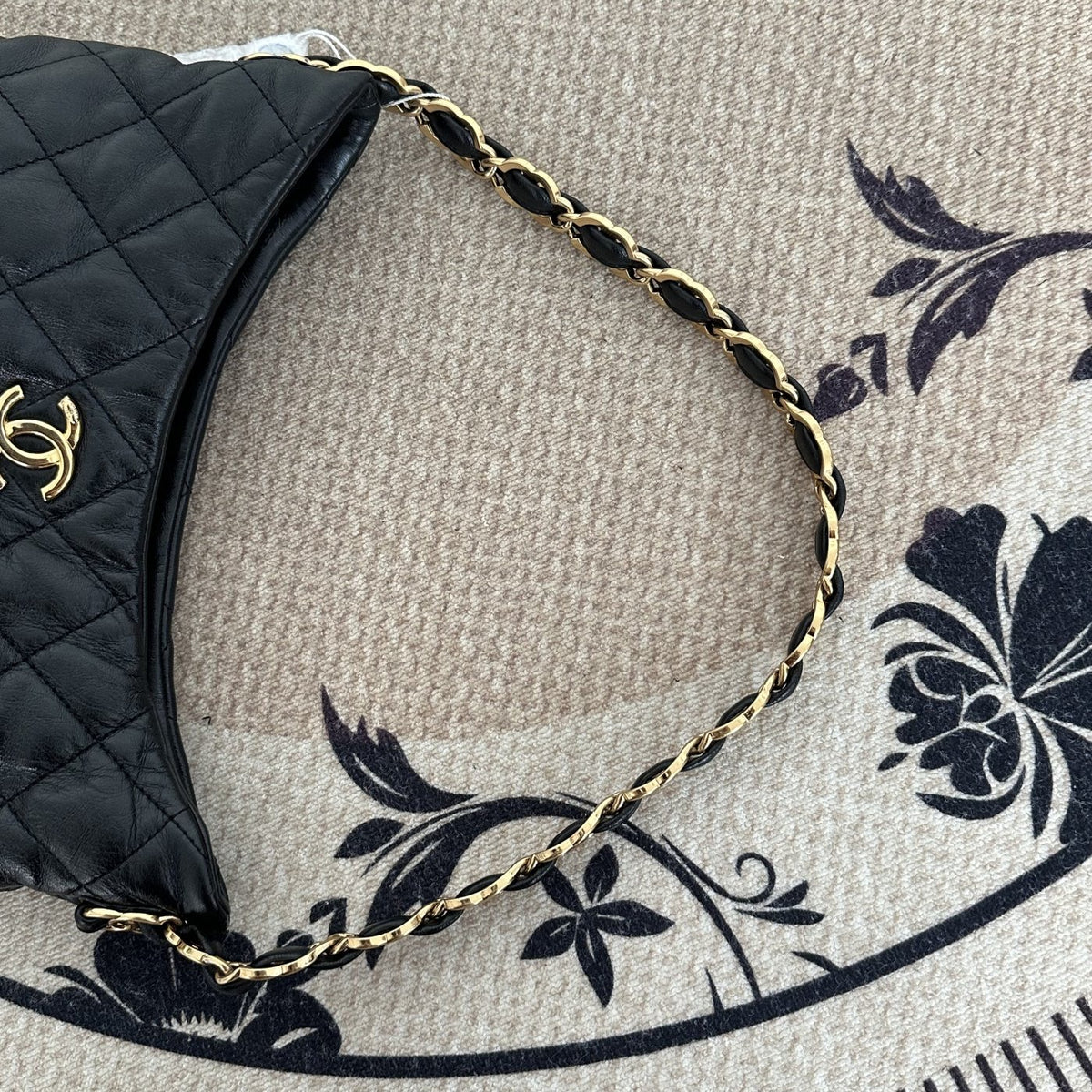 【Chanel】Chanel Hobo Underarm Bag, Black with Gold‑tone Hardware