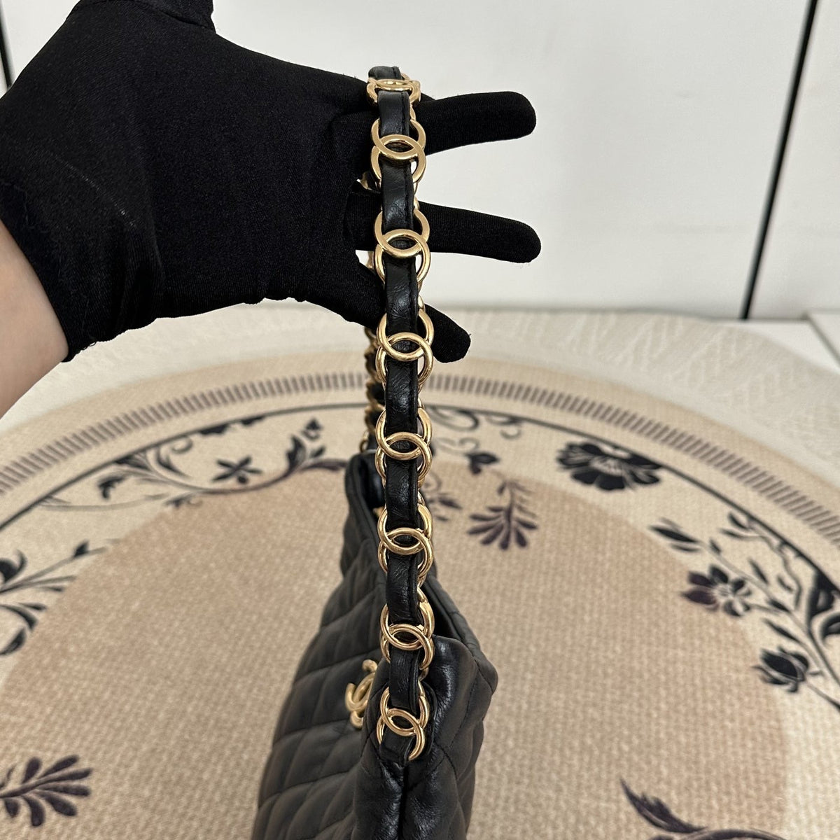 【Chanel】Chanel Hobo Underarm Bag, Black with Gold‑tone Hardware