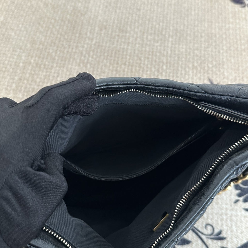 【Chanel】Chanel Hobo Underarm Bag, Black with Gold‑tone Hardware
