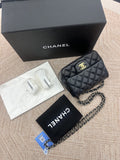 【Chanel】Chanel Black Gold Lambskin Mini Square Flap Bag