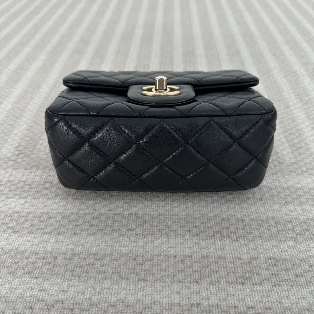 【Chanel】Chanel Mini Square Classic Flap, Black with Gold Hardware