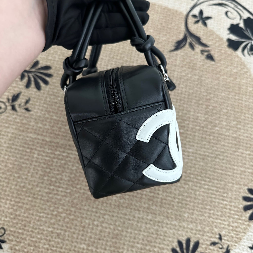 【Chanel】Chanel Cambon Ligne Black & White Pillow Bag Calfskin with Silver-Tone Hardware