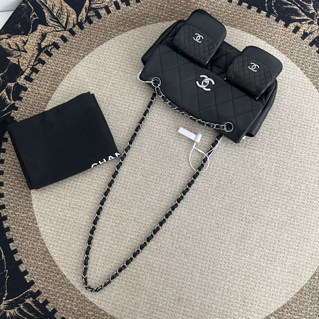 【Chanel】Chanel Three Star Flap Bag Black Caviar with Silver-Tone Hardware