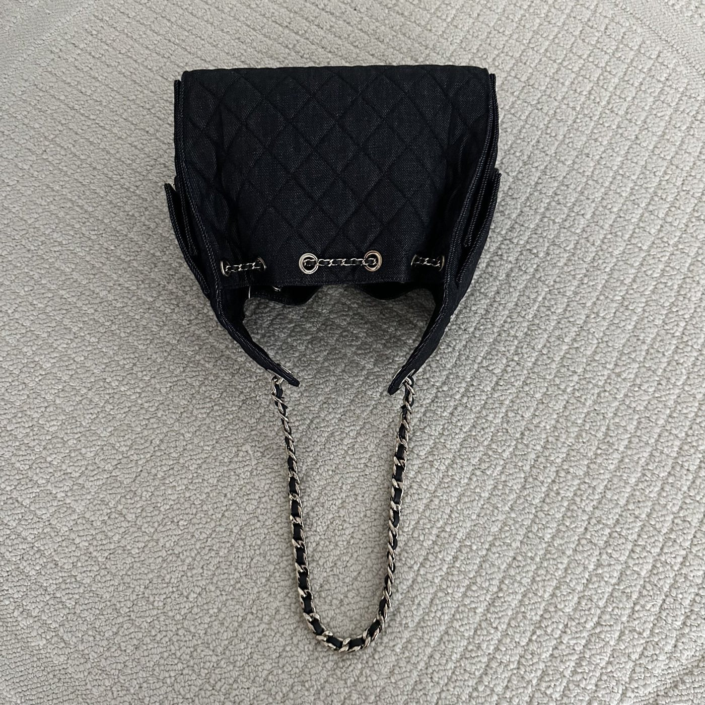 【Chanel】Chanel 25 Bag Small, Black Denim with Gold‑tone Hardware