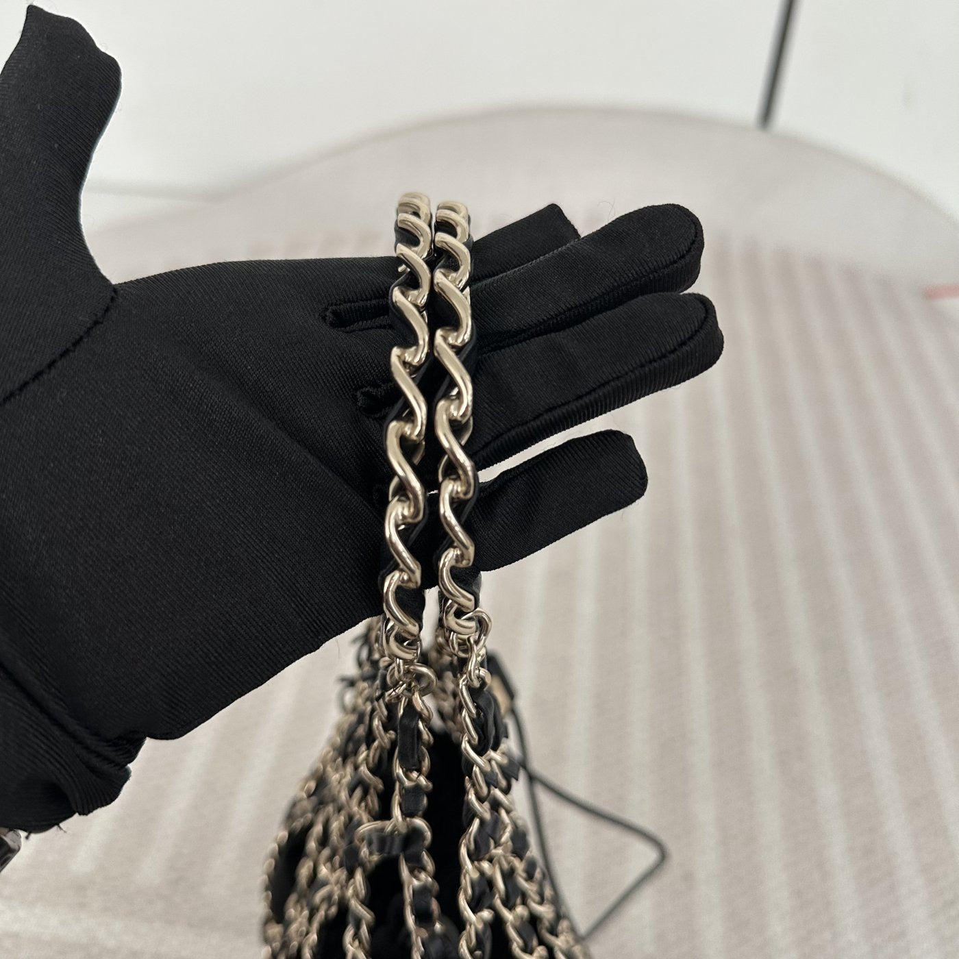【Chanel】Chanel La Madrague, Black Velvet Mesh Tote Bag