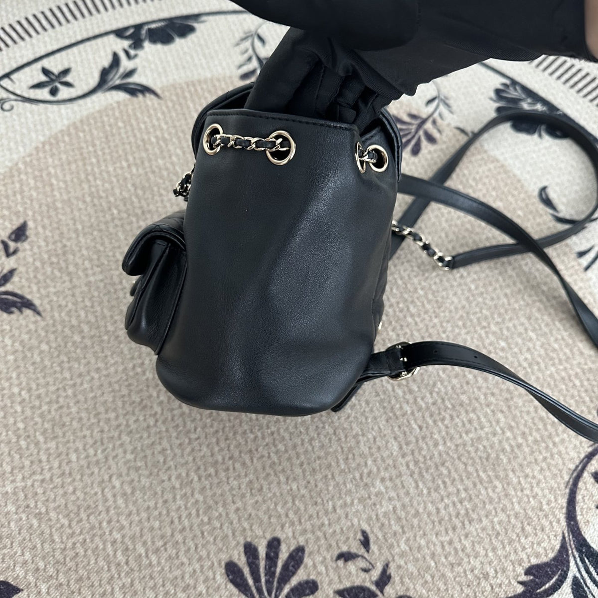 【Chanel】Chanel Black Caviar Duma Backpack, Gold-Tone Hardware-7216141