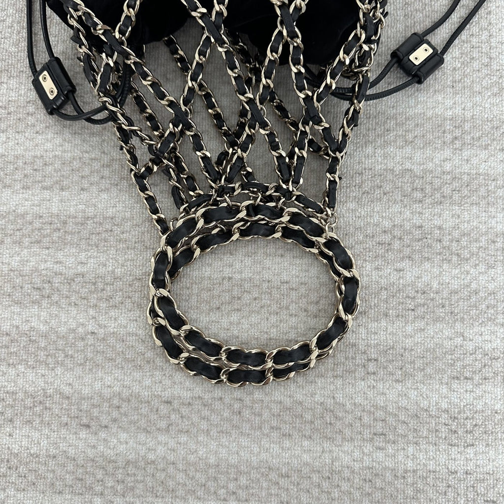 【Chanel】Chanel La Madrague, Black Velvet Mesh Tote Bag