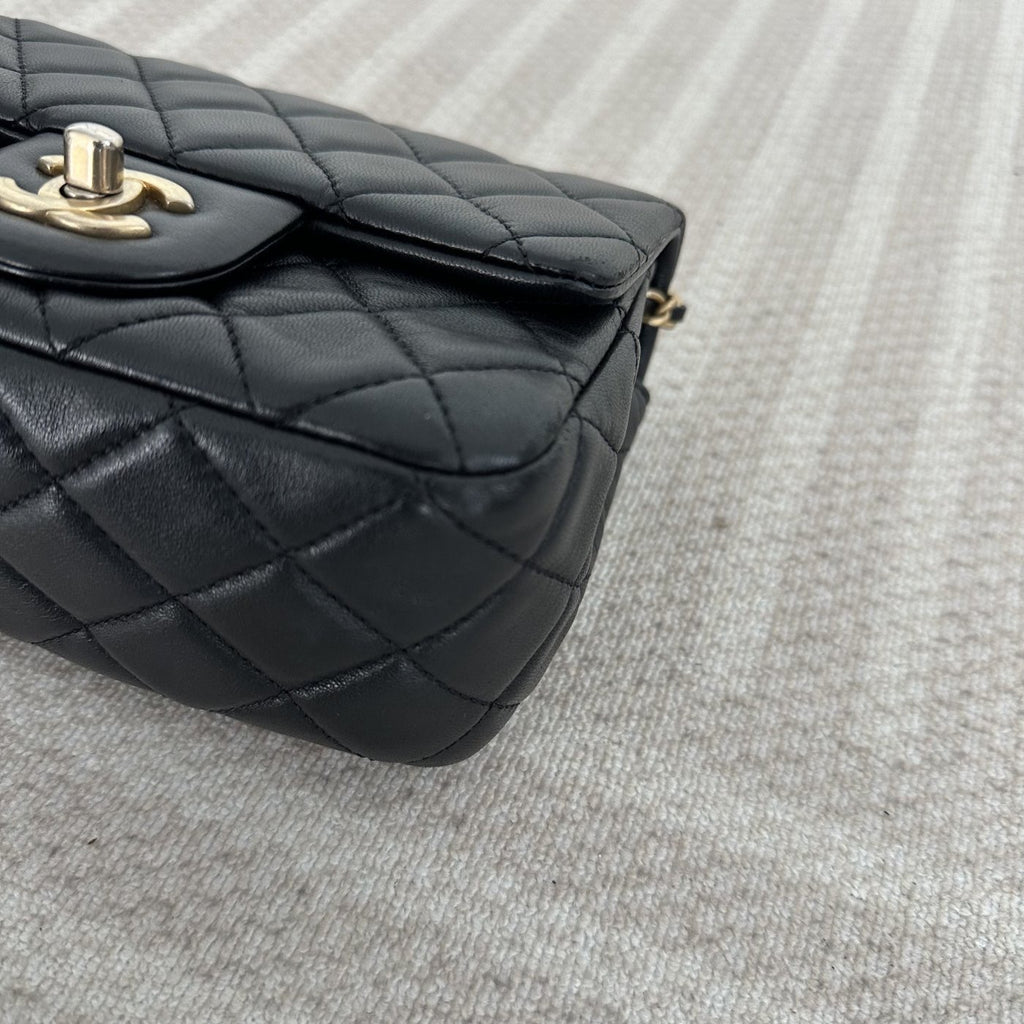 【Chanel】Chanel Mini Square Classic Flap, Black with Gold Hardware