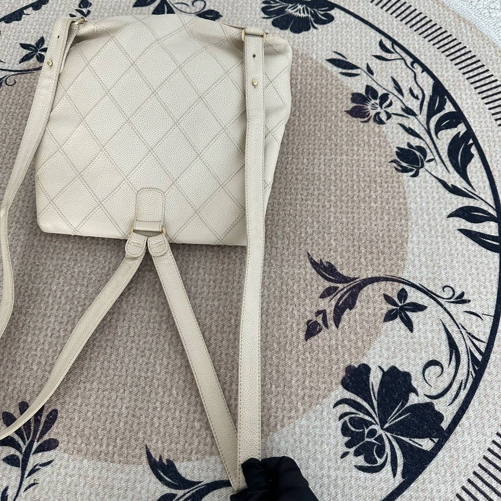 【Chanel】Chanel Cream Quilted Flap Backpack