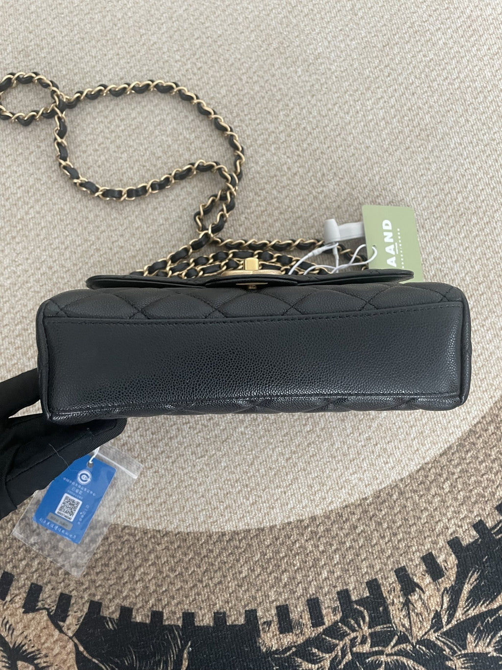 【Chanel】Chanel 25P Mini Square Flap Bag, Black Lambskin, Gold-Tone Hardware, Double Chain-7215377