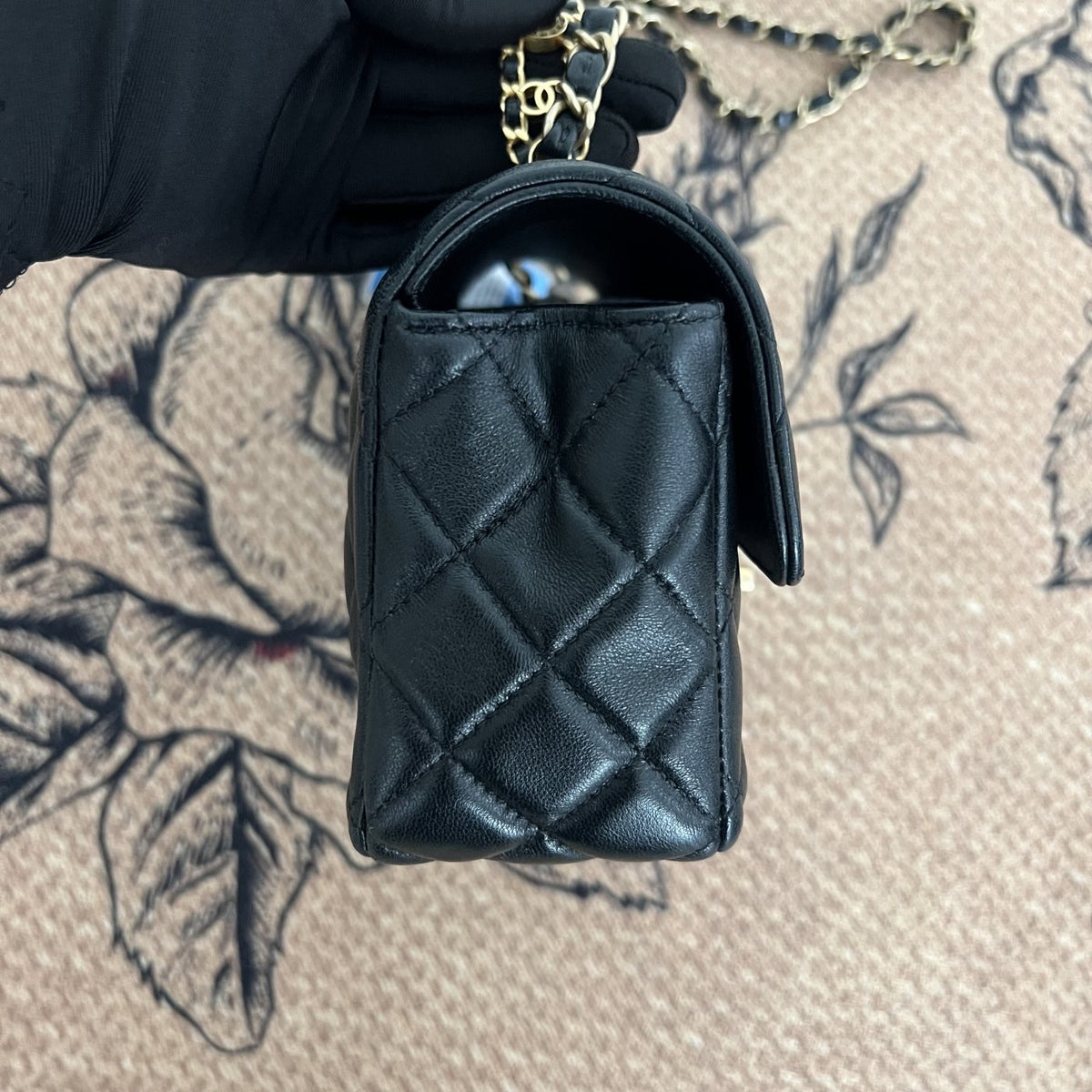【Chanel】Chanel 24C Cruise Pick Me Up Top Handle Flap Bag, Black Waxed Lambskin, Gold Hardware, Handheld & Shoulder Bag