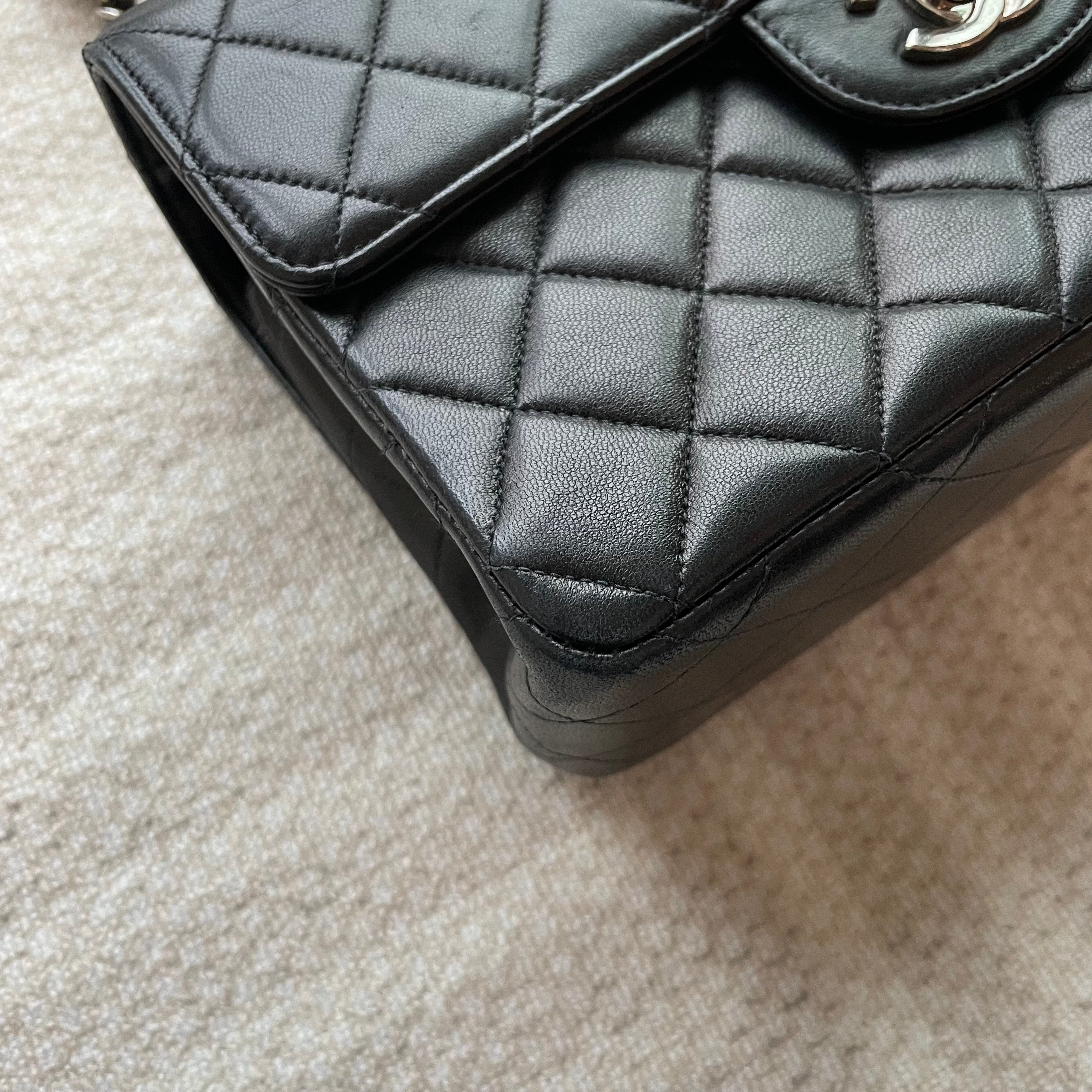 【Chanel】Chanel Double Sided Classic Flap Black Lambskin with Silver-Tone Hardware