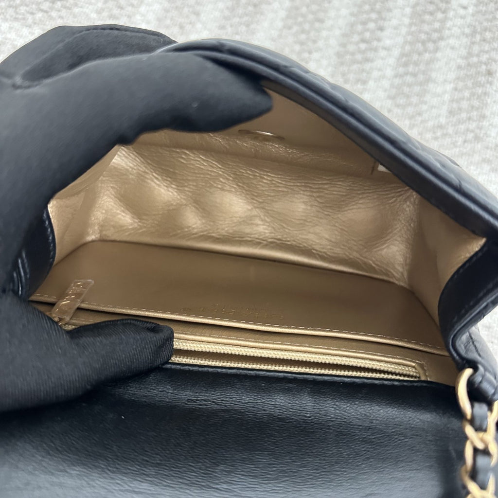 【Chanel】Chanel Mini Square Classic Flap, Black with Gold Hardware