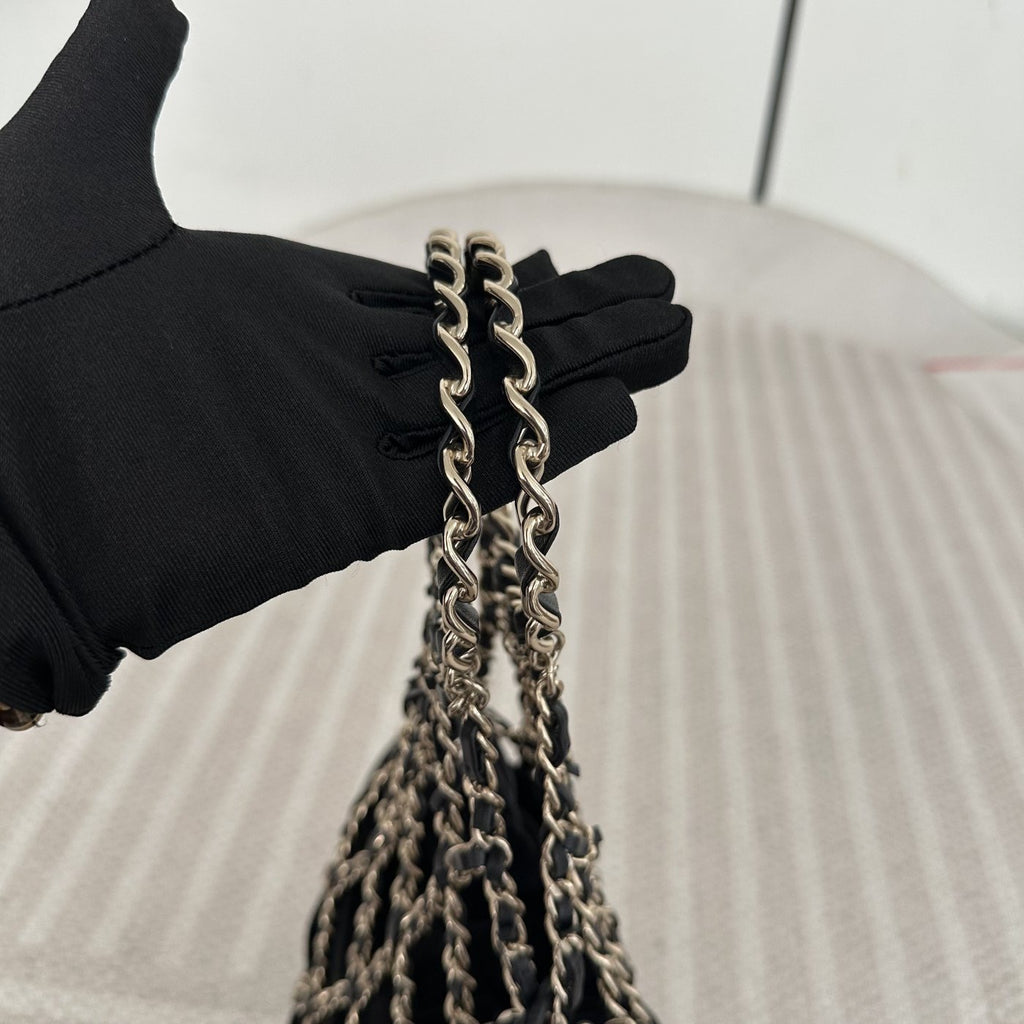 【Chanel】Chanel La Madrague, Black Velvet Mesh Tote Bag