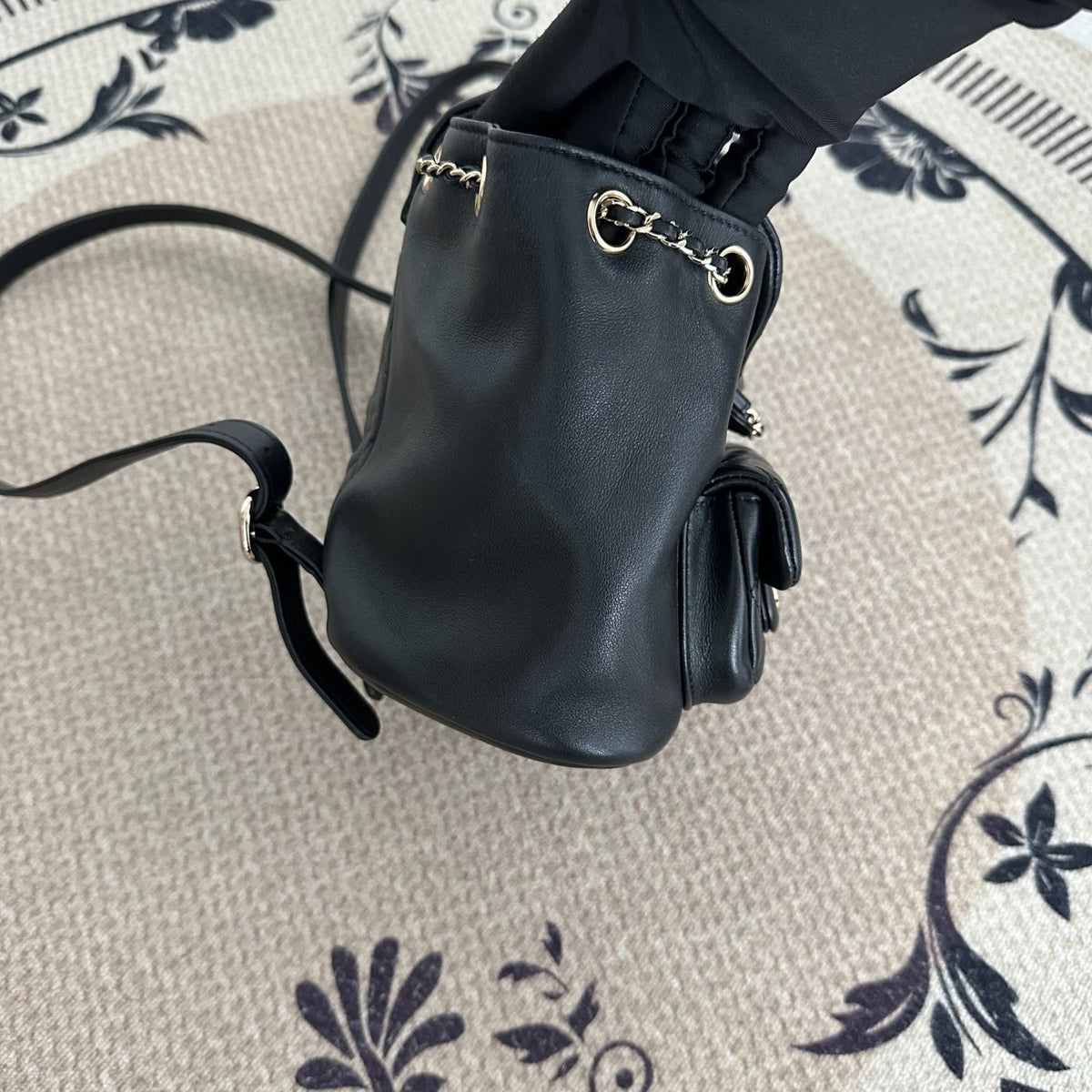【Chanel】Chanel Black Caviar Duma Backpack, Gold-Tone Hardware-7216141