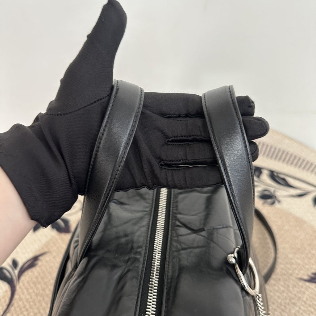 【Chanel】Chanel Black Caviar Boston 2-Way Bag with Luggage Tag, Gold-Tone Hardware-7209668