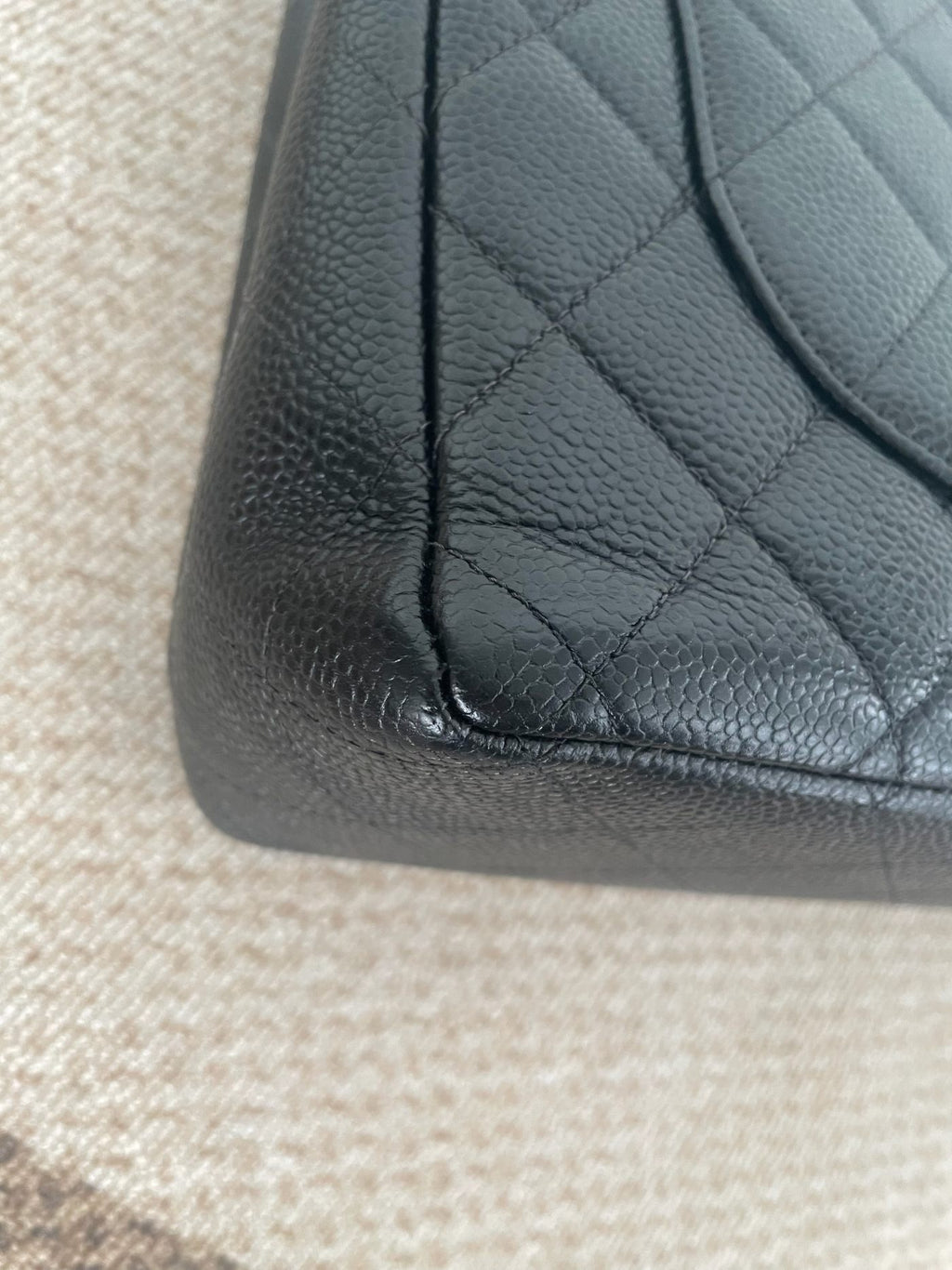 【Chanel】Chanel Black Silver Caviar Quilted Flap Bag