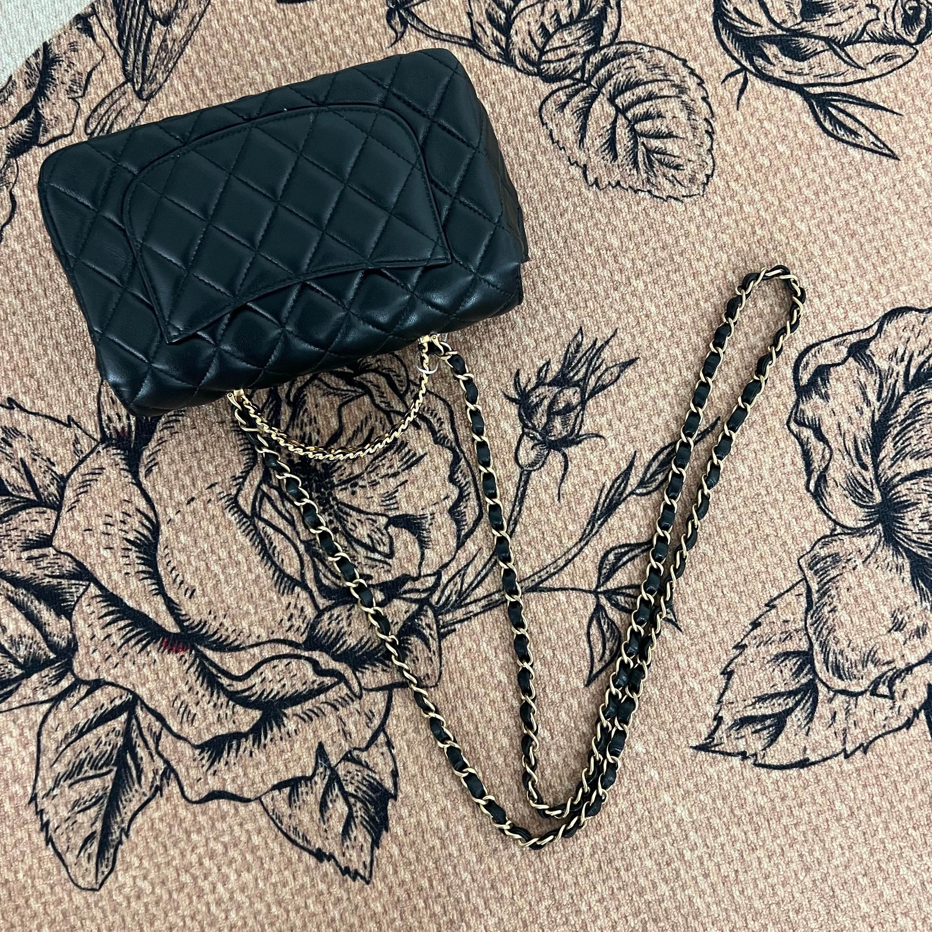 【Chanel】Chanel 24C Cruise Pick Me Up Top Handle Flap Bag, Black Waxed Lambskin, Gold Hardware, Handheld & Shoulder Bag