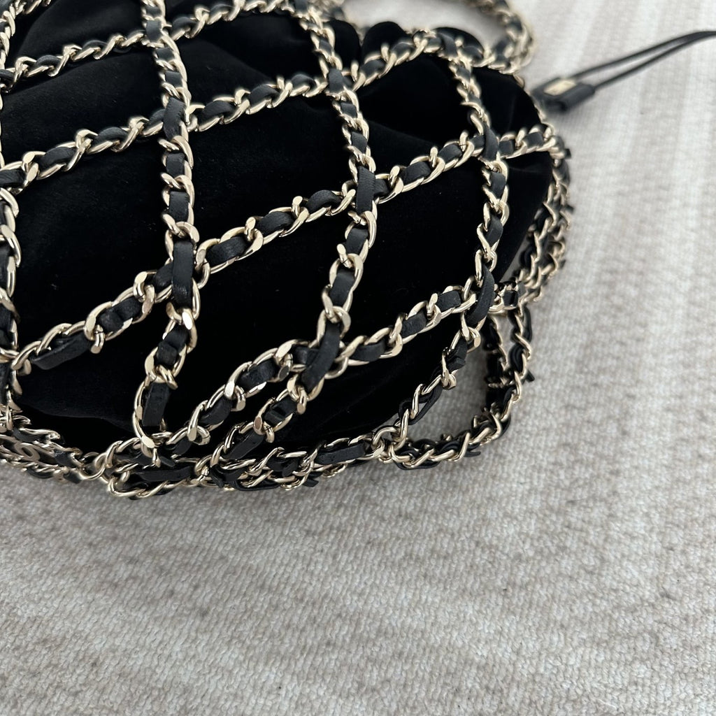 【Chanel】Chanel La Madrague, Black Velvet Mesh Tote Bag