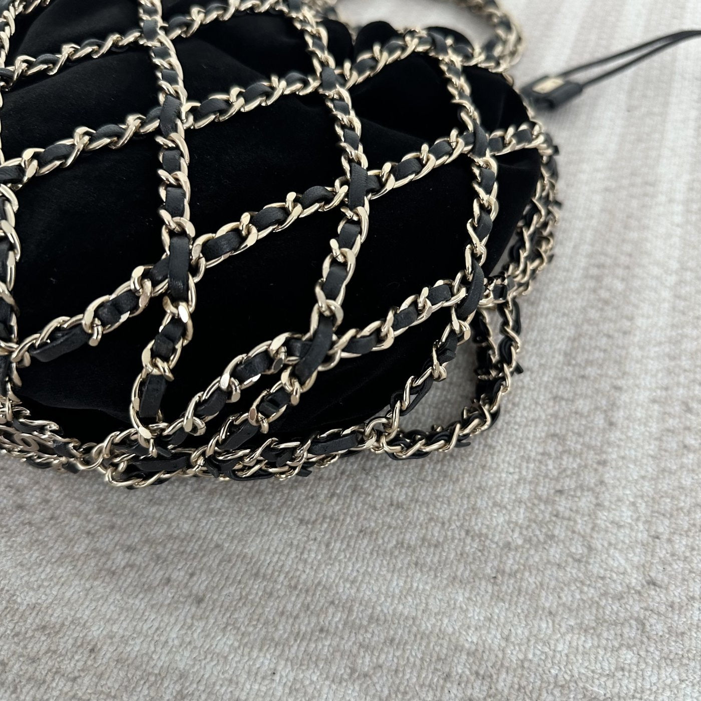 【Chanel】Chanel La Madrague, Black Velvet Mesh Tote Bag
