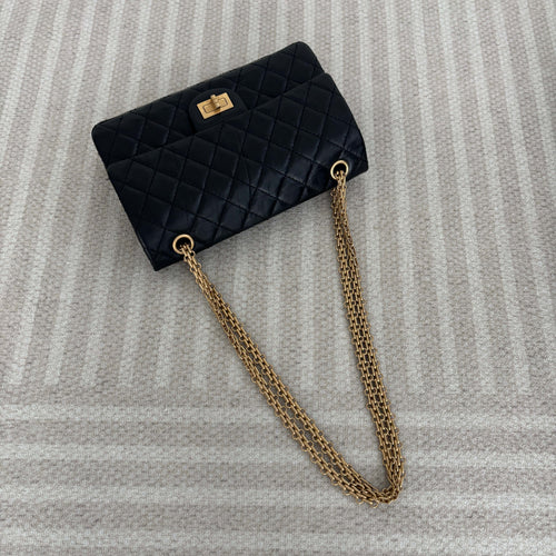【Chanel】Chanel 2.55 Flap Bag Black Caviar with Gold-Tone Hardware