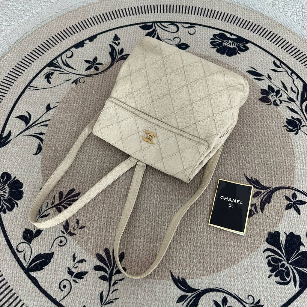 【Chanel】Chanel Cream Quilted Flap Backpack