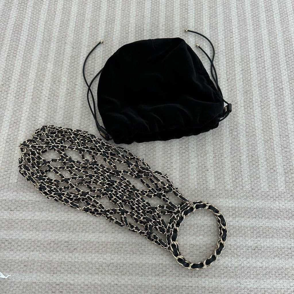 【Chanel】Chanel La Madrague, Black Velvet Mesh Tote Bag