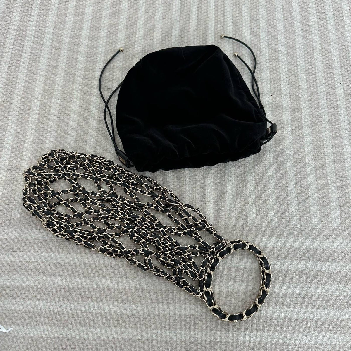 【Chanel】Chanel La Madrague, Black Velvet Mesh Tote Bag