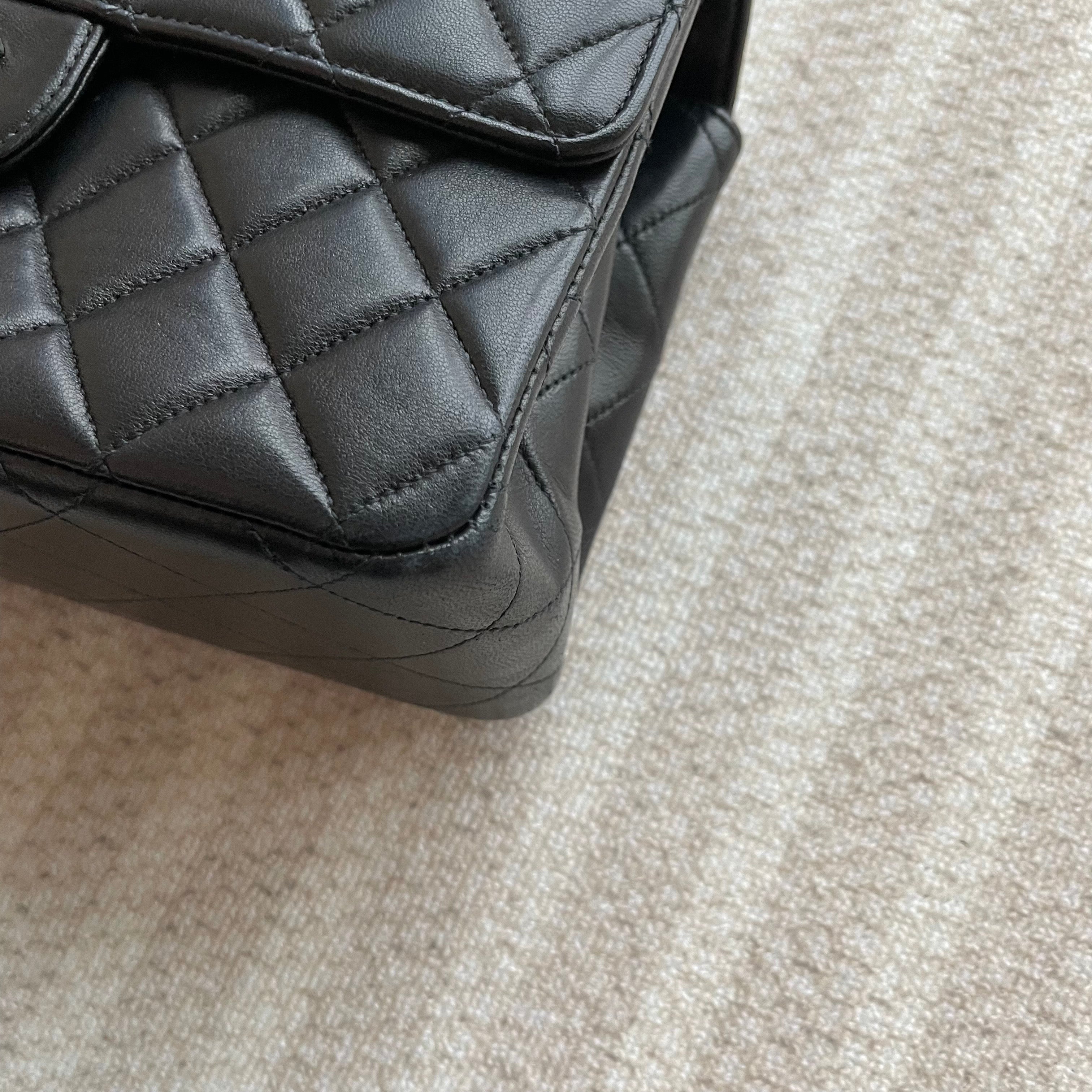 【Chanel】Chanel Double Sided Classic Flap Black Lambskin with Silver-Tone Hardware