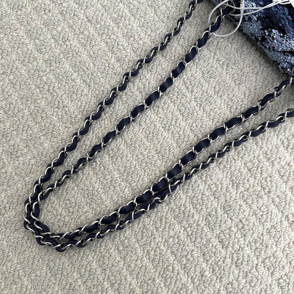 【Chanel】Chanel Black & Navy Sequin Classic Flap Bag